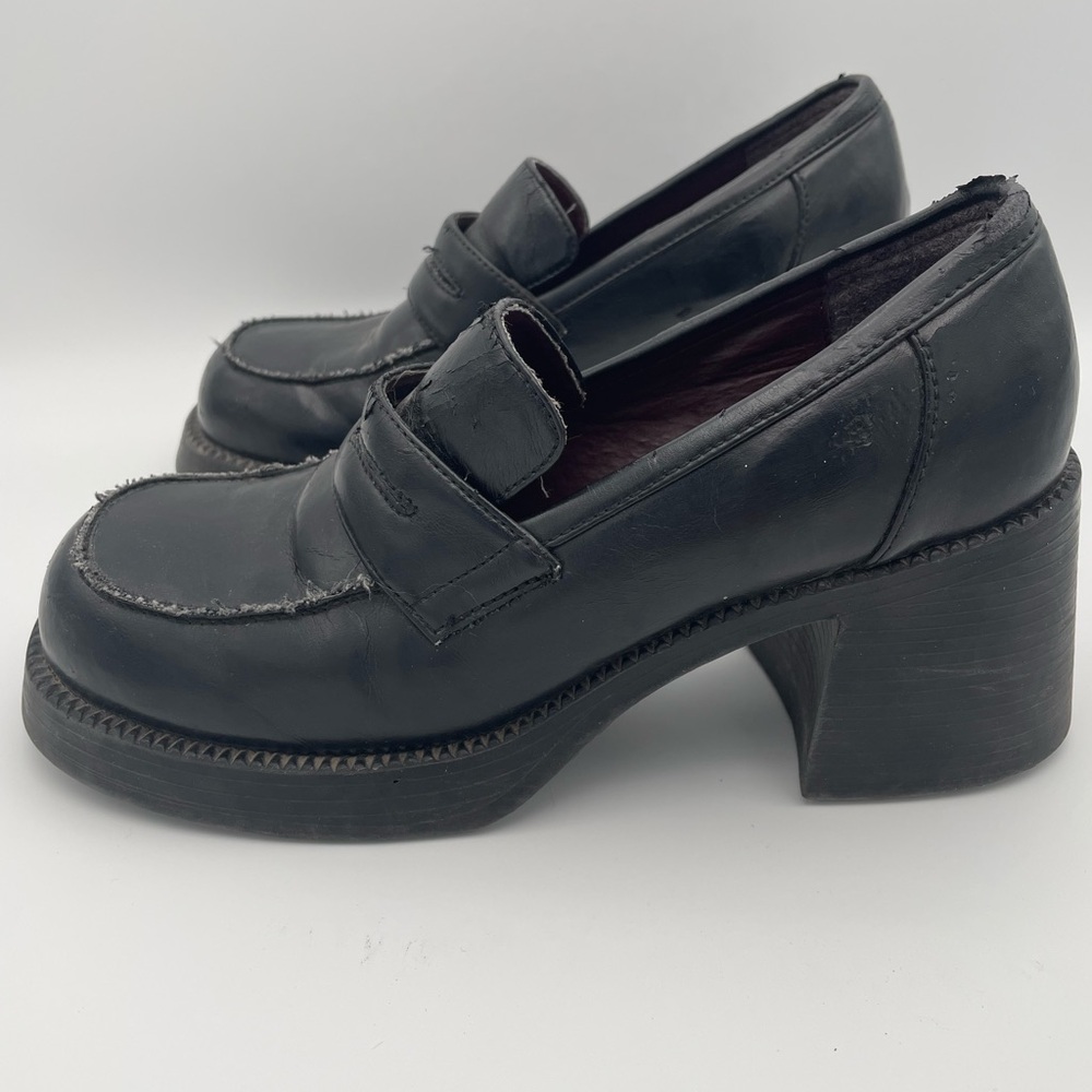 Women's Black Chunky Heel Loafers Bongo - Picture 1 of 8